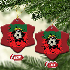 Portugal Soccer Christmas Ornament Portuguese Flag Soccer Ball Futebol TS10 Snow Flake Red Print Your Wear