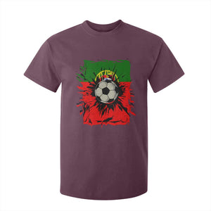 Portugal Soccer T Shirt For Kid Portuguese Flag Soccer Ball Futebol TS10 Maroon Print Your Wear