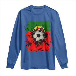 Portugal Soccer Long Sleeve Shirt Portuguese Flag Soccer Ball Futebol TS10 Royal Blue Print Your Wear