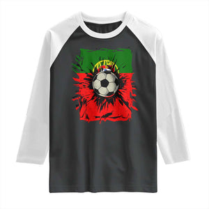 Portugal Soccer Raglan Shirt Portuguese Flag Soccer Ball Futebol TS10 Black White Print Your Wear