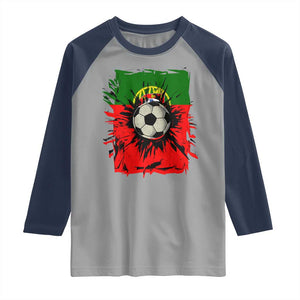 Portugal Soccer Raglan Shirt Portuguese Flag Soccer Ball Futebol TS10 Sport Gray Navy Print Your Wear