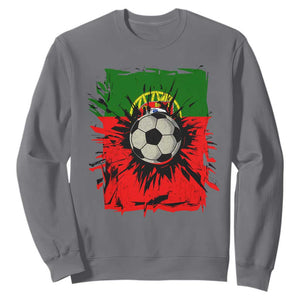 Portugal Soccer Sweatshirt Portuguese Flag Soccer Ball Futebol TS10 Charcoal Print Your Wear