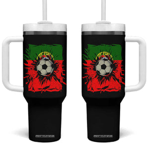 Portugal Soccer Tumbler With Handle Portuguese Flag Soccer Ball Futebol TS10 One Size: 40 oz Black Print Your Wear