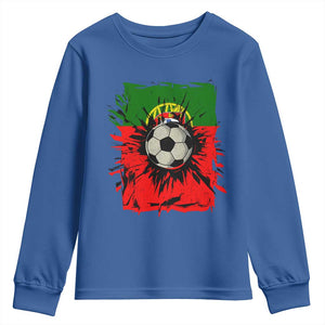 Portugal Soccer Youth Sweatshirt Portuguese Flag Soccer Ball Futebol TS10 Royal Blue Print Your Wear