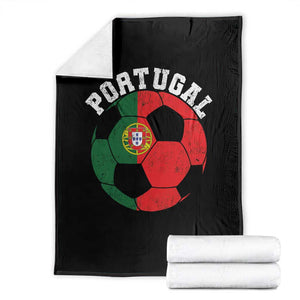 Portugal Soccer Throw Blanket Portuguese Flag Soccer Ball Futebol Football Fan TS10 Black Print Your Wear