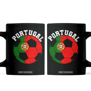 Portugal Soccer Coffee Mug Portuguese Flag Soccer Ball Futebol Football Fan TS10 Black Print Your Wear