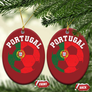 Portugal Soccer Christmas Ornament Portuguese Flag Soccer Ball Futebol Football Fan TS10 Oval Red Print Your Wear
