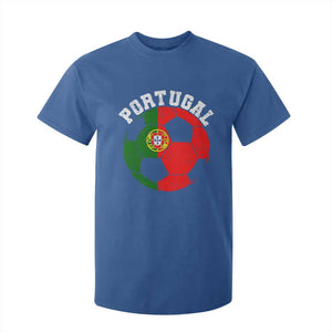 Portugal Soccer T Shirt For Kid Portuguese Flag Soccer Ball Futebol Football Fan TS10 Royal Blue Print Your Wear