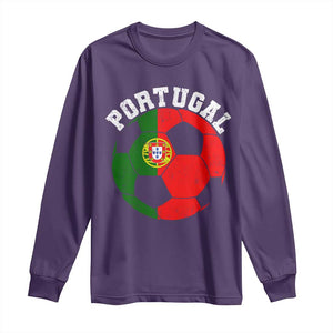 Portugal Soccer Long Sleeve Shirt Portuguese Flag Soccer Ball Futebol Football Fan TS10 Purple Print Your Wear