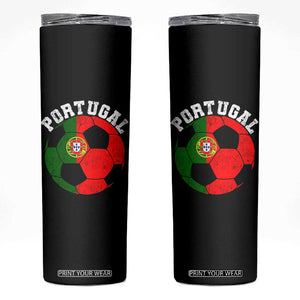 Portugal Soccer Skinny Tumbler Portuguese Flag Soccer Ball Futebol Football Fan TS10 Black Print Your Wear