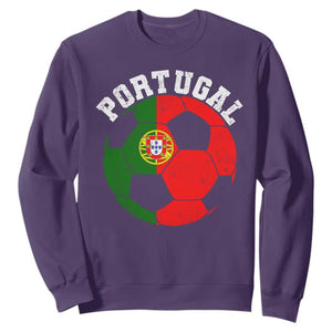 Portugal Soccer Sweatshirt Portuguese Flag Soccer Ball Futebol Football Fan TS10 Purple Print Your Wear