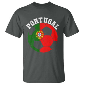 Portugal Soccer T Shirt Portuguese Flag Soccer Ball Futebol Football Fan TS10 Dark Heather Print Your Wear