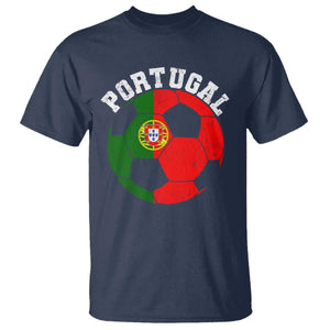 Portugal Soccer T Shirt Portuguese Flag Soccer Ball Futebol Football Fan TS10 Navy Print Your Wear