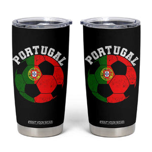 Portugal Soccer Tumbler Cup Portuguese Flag Soccer Ball Futebol Football Fan TS10 Black Print Your Wear