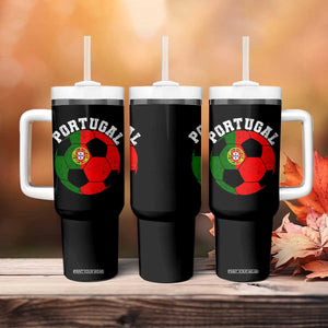 Portugal Soccer Tumbler With Handle Portuguese Flag Soccer Ball Futebol Football Fan TS10 Print Your Wear