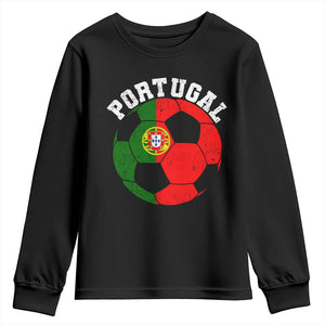 Portugal Soccer Youth Sweatshirt Portuguese Flag Soccer Ball Futebol Football Fan TS10 Black Print Your Wear
