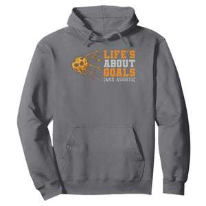 Funny Soccer Hoodie Life Is About Goals And Assists Youth Soccer TS10 Charcoal Print Your Wear