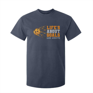 Funny Soccer T Shirt For Kid Life Is About Goals And Assists Youth Soccer TS10 Navy Print Your Wear