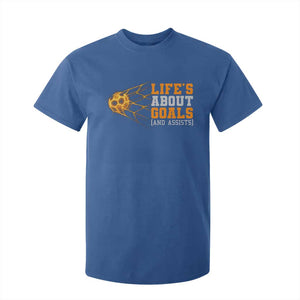 Funny Soccer T Shirt For Kid Life Is About Goals And Assists Youth Soccer TS10 Royal Blue Print Your Wear
