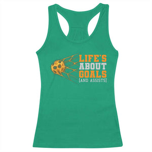 Funny Soccer Racerback Tank Top Life Is About Goals And Assists Youth Soccer TS10 Irish Green Print Your Wear