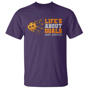 Funny Soccer T Shirt Life Is About Goals And Assists Youth Soccer TS10 Purple Print Your Wear
