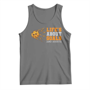 Funny Soccer Tank Top Life Is About Goals And Assists Youth Soccer TS10 Black Heather Print Your Wear