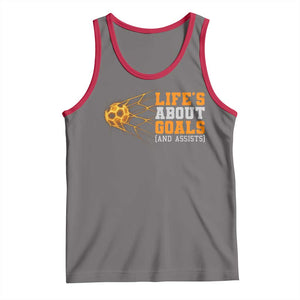 Funny Soccer Tank Top Life Is About Goals And Assists Youth Soccer TS10 Deep Heather Red Print Your Wear