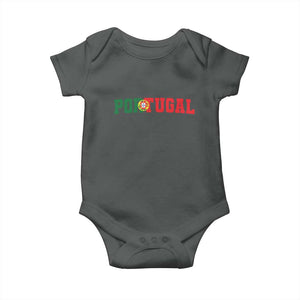 Vintage Portugal Baby Onesie Classic Portuguese Flag Retro Varsity Futebol TS10 Dark Heather Print Your Wear