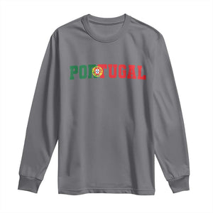 Vintage Portugal Long Sleeve Shirt Classic Portuguese Flag Retro Varsity Futebol TS10 Charcoal Print Your Wear
