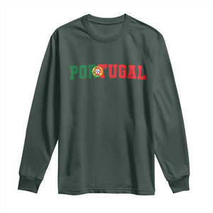 Vintage Portugal Long Sleeve Shirt Classic Portuguese Flag Retro Varsity Futebol TS10 Dark Forest Green Print Your Wear