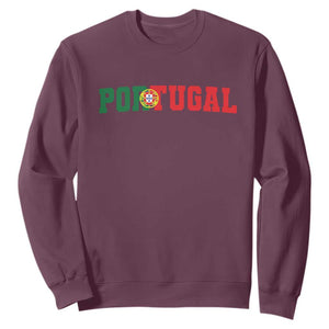Vintage Portugal Sweatshirt Classic Portuguese Flag Retro Varsity Futebol TS10 Maroon Print Your Wear