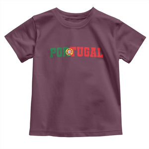 Vintage Portugal Toddler T Shirt Classic Portuguese Flag Retro Varsity Futebol TS10 Maroon Print Your Wear