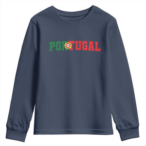 Vintage Portugal Youth Sweatshirt Classic Portuguese Flag Retro Varsity Futebol TS10 Navy Print Your Wear