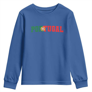 Vintage Portugal Youth Sweatshirt Classic Portuguese Flag Retro Varsity Futebol TS10 Royal Blue Print Your Wear