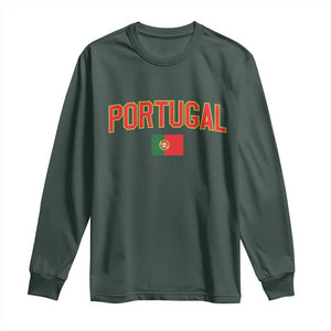 Portugal Long Sleeve Shirt Portuguese Flag Futebol Fan TS10 Dark Forest Green Print Your Wear