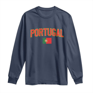 Portugal Long Sleeve Shirt Portuguese Flag Futebol Fan TS10 Navy Print Your Wear