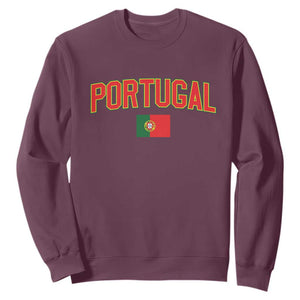 Portugal Sweatshirt Portuguese Flag Futebol Fan TS10 Maroon Print Your Wear