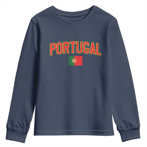 Portugal Youth Sweatshirt Portuguese Flag Futebol Fan TS10 Navy Print Your Wear