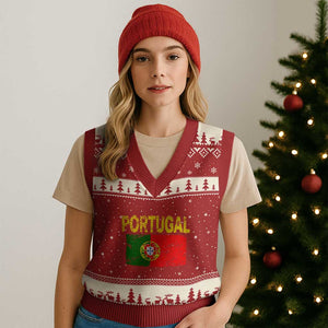 Portugal Flag V-Neck Knit Sweater Vest Retro Vintage Portuguese Flags Futebol TS10 Red Beige Print Your Wear