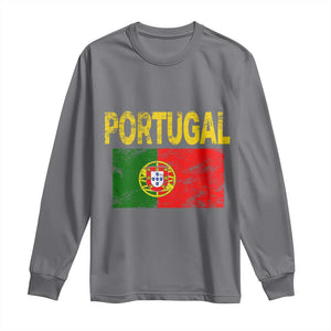Portugal Flag Long Sleeve Shirt Retro Vintage Portuguese Flags Futebol TS10 Charcoal Print Your Wear