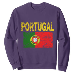 Portugal Flag Sweatshirt Retro Vintage Portuguese Flags Futebol TS10 Purple Print Your Wear