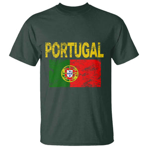 Portugal Flag T Shirt Retro Vintage Portuguese Flags Futebol TS10 Dark Forest Green Print Your Wear