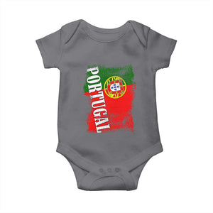 Portugal Flag Baby Onesie Retro Vintage Futebol Portuguese Flags TS10 Charcoal Print Your Wear