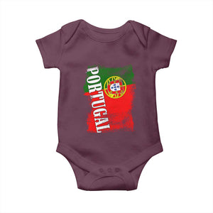 Portugal Flag Baby Onesie Retro Vintage Futebol Portuguese Flags TS10 Maroon Print Your Wear