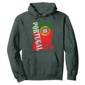 Portugal Flag Hoodie Retro Vintage Futebol Portuguese Flags TS10 Dark Forest Green Print Your Wear