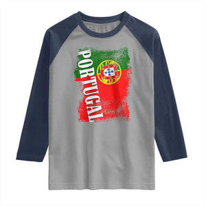 Portugal Flag Raglan Shirt Retro Vintage Futebol Portuguese Flags TS10 Sport Gray Navy Print Your Wear