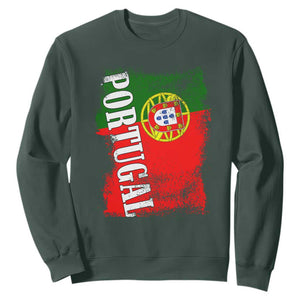 Portugal Flag Sweatshirt Retro Vintage Futebol Portuguese Flags TS10 Dark Forest Green Print Your Wear