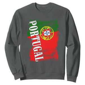 Portugal Flag Sweatshirt Retro Vintage Futebol Portuguese Flags TS10 Dark Heather Print Your Wear