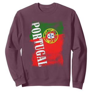 Portugal Flag Sweatshirt Retro Vintage Futebol Portuguese Flags TS10 Maroon Print Your Wear