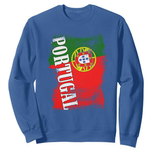 Portugal Flag Sweatshirt Retro Vintage Futebol Portuguese Flags TS10 Royal Blue Print Your Wear